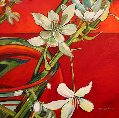 Star of Bethlehem with Vase, In the Moment 36" X 36" oil on canvas 2005